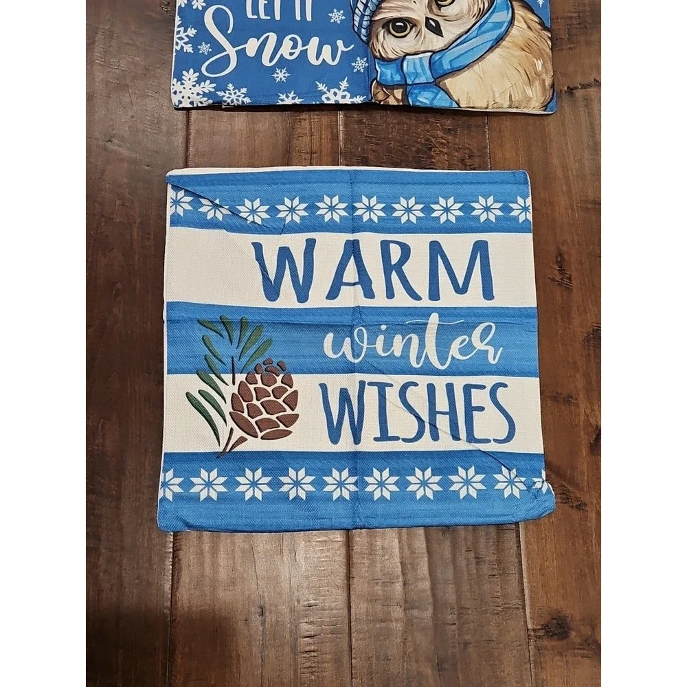 Winter Pillow Covers BEAUTIFUL‎ OWL Theme (Pack of 4)